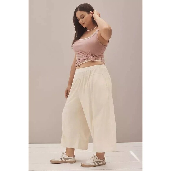 Daily Practice by Anthropologie Take Heart Capri Pants Wide Leg Pearl M 280805 - Picture 5 of 11